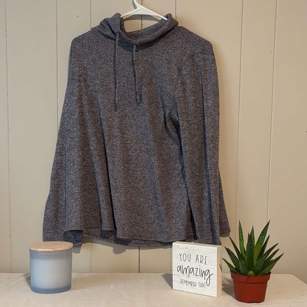 J. Jill Gray Heathered Knit Cowl Sweater